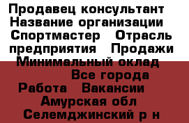 Продавец-консультант › Название организации ­ Спортмастер › Отрасль предприятия ­ Продажи › Минимальный оклад ­ 28 000 - Все города Работа » Вакансии   . Амурская обл.,Селемджинский р-н